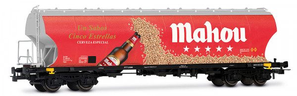 Electrotren HE6090 - RENFE, 4-achs. Getreidesilowagen mit runden Seiten „Mahou“