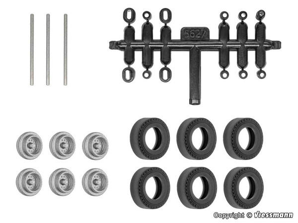 Viessmann 8438 - Nachrüst-Set Gummireifen für kibri Anhänger und Auflieger, Einfachbereifung, Ø 10,4