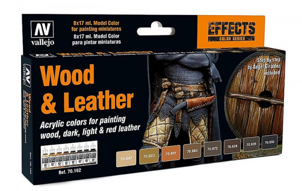 Vallejo 770182 - Farbset, Holz & Leder, 8x17 ml
