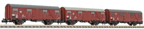 Liliput 260138 - DB Set gedeckte Güterwagen Gbs245 3-teilig Ep.4, unterschiedl.Ausführungen