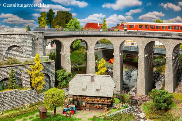 Faller 120466 - Set Viadukt, 2-gleisig, gebog