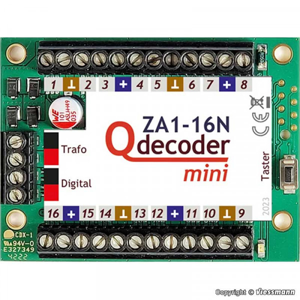 Viessmann 1413 - Magnetweichendecoder Qdecoder ZA1-16N mini – ehem. Art. QD211