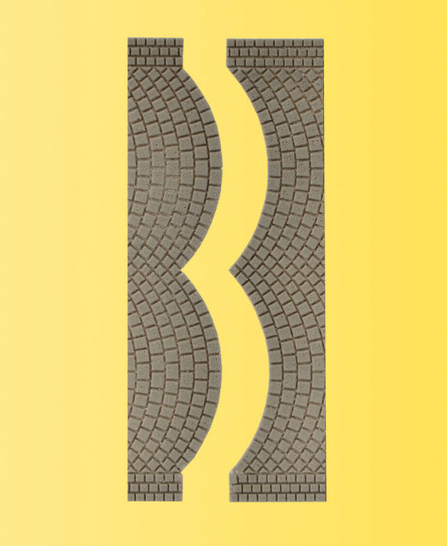 Vollmer 48244 - Straßenplatte Kopfsteinpflaster, je 2 Endstücke L 1,7 cm x B 8 cm