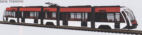 VK 22022 - Solaris Tramino rot-weiß "3 Depot", rollfähiges Modell ohne Antrieb