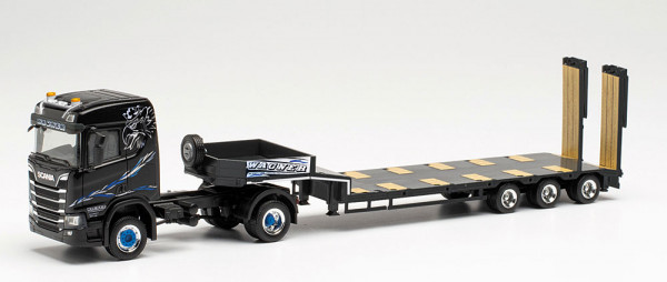 Herpa 315128 - Scania CR ND 4x4 Tieflade-Sattlezug "Wagner Mitteleschenbach"