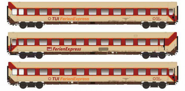 LSmodels 96031AC - DB Set 3-teilig Liegewagen Bcvmh TUI-Ferienexpress Ep.4, - Set A - Wechselstrom