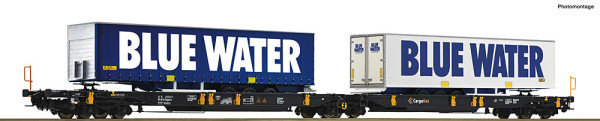 Roco 6600362 - EINSTELLER Doppeltaschen-Tragwagen T2000 Cargonet + Blue Water E6