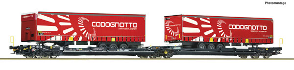 Roco 6600346 - FS Doppeltaschen-Tragwagen T3000 Mercitalia + Codognotto E6