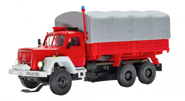 Viessmann 8054 - H0 Feuerwehr MAGIRUS JUPITER 3-achs mit Pritsche,Plane und Rundumleuchte, Basis, Fu