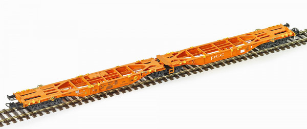 PT-Trains 100630 - PKP Doppelcontainertragwagen Sggmrss90 der PCC Intermodal Ep.6, unbeladen