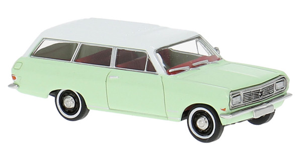 Brekina 20479 - Opel Rekord B CarAVan in pastellgrün/weiß