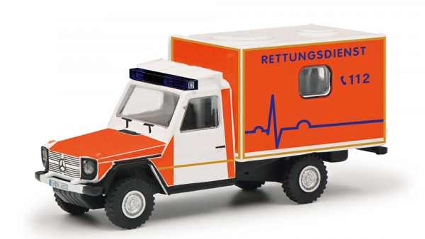 Schuco 452674300 - MB G-Modell mit Kastenaufbau "Rettungsdienst"