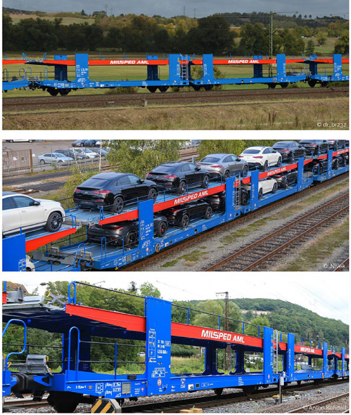 Sudexpress S356001 - SNCB Set 3-teilig Autotransportwagen Laaers L02A Ep.6, Milsped AML