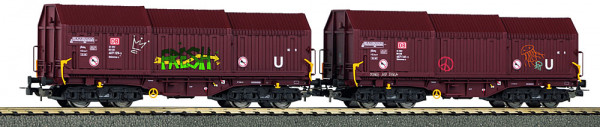 Piko 72246 - DB AG Set 2-teilig Teleskop-Haubenwagen Ep.6, mit Graffiti