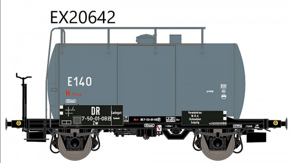 Exacttrain 20642 - DR 30m3 Uedinger Kesselwagen E140 Speiseöl ohne Bremserhaus Zw 7-50-01-08 P