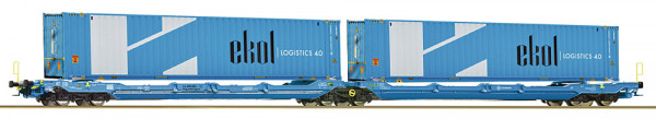 Roco 6600020 - NS Doppeltaschen-Gelnekwagen T3000e Ep.6, 2x 45*ft. Container "Ekol"