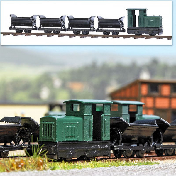 Busch 8070 - Set Feldbahn Lok »Gmeinder und 4 Kipploren