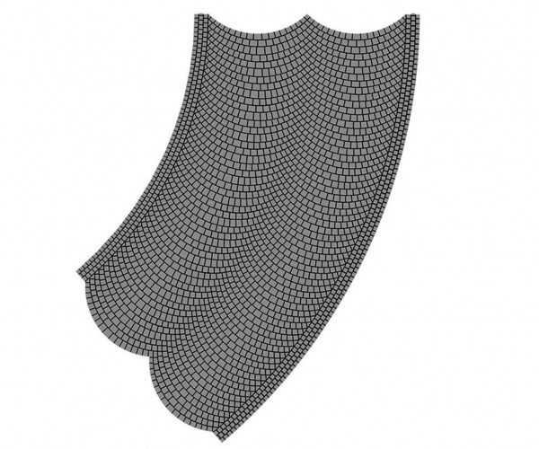 Vollmer 48247 - Straßenplatte Kopfsteinpflaster, 45°-Kurve, Radius 30 cm