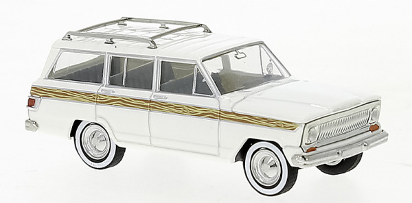 Brekina 19870 - Jeep Wagoneer B Wooden Stripe weiss, 1968,