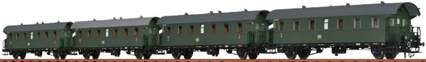 Brawa 46782 - DB Set 4-teilig Wendezug- Personenwagen 3x "Donnerbüchsen" + Befehlswagen grün Ep.3, i