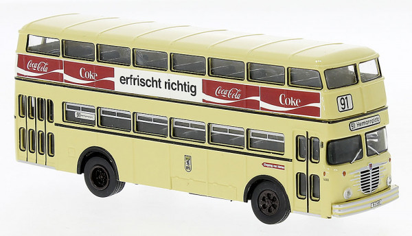Brekina 61260 - Büssing D2U Doppeldecker 1960, BVG - braune Brause,