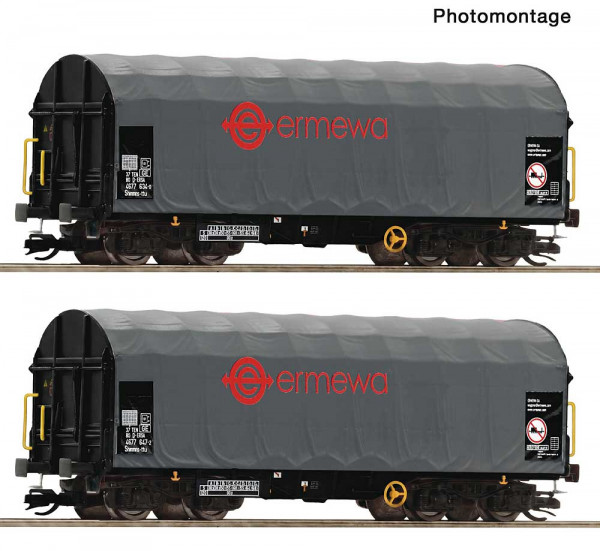 Roco 6680058 - 2er Set Schiebeplanenwagen Ermewa