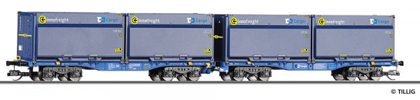 Tillig 15085 - Doppeltragwagen InnoWaggon der CD Cargo, beladen mit vier WoodTainer XXL, Ep. VI