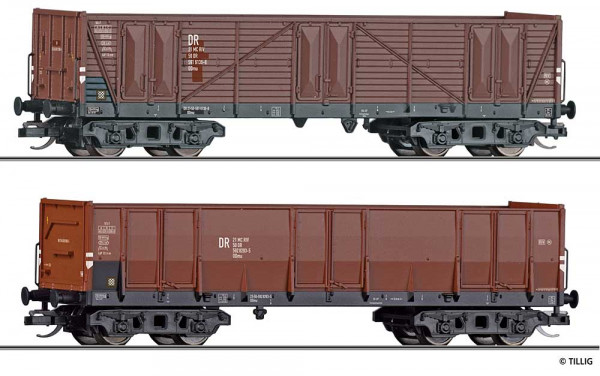 Tillig 502905 - DR Set 2-teilig offene Güterwagen mit Schrottladung Ep.4a