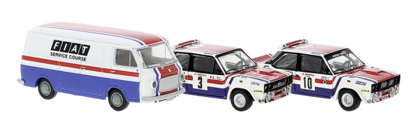 Brekina 22664 - Set Fiat 131 Abarth und Fiat 238 Kasten 1974, Fiat France Service Course,