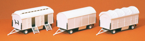 Preiser 20008 - Pack- und Toilettenwagen ohne Beschriftung weiß 3 Stück Bausatz