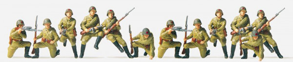 Preiser 16532 - Mot. Schützen, aufgesessen UdSSR 1942 12 unbemalte Miniaturfiguren Bausatz Materialf