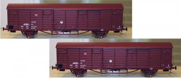 Exacttrain 20469 - DB AG Set gedeckte Güterwagen Gbs258 2-teilig Ep.6, 7 Ribben, mit Beladungen