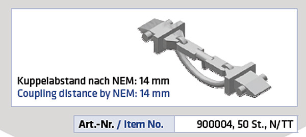 NME 900004 - Starre Kupplung 50 Stück (mit Bremsschlauchimitation) für NEM-Schacht, N/TT
