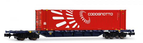 Arnold HN6742 - Mercitalia Intermodal, 4-achs. Containerwagen Sgnss, blau, mit 45´-Container „Codogn