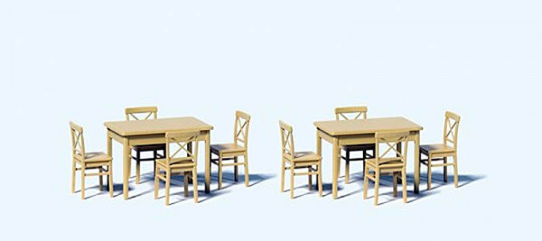 Preiser 68281 - 2 Tische und 8 Stühle Bausatz