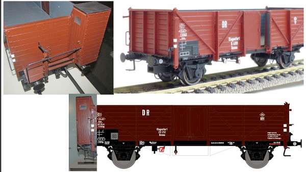 Exacttrain 20370 - DRG Set offene Güterwagen Klagenfurt 2-teilig Ep.2, jeweils 1x mit Holztür und 1x