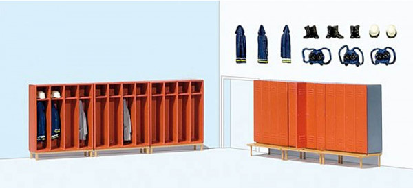 Preiser 17708 - Feuerwehrspinde, 6 montierte Spinde Fertigmodell