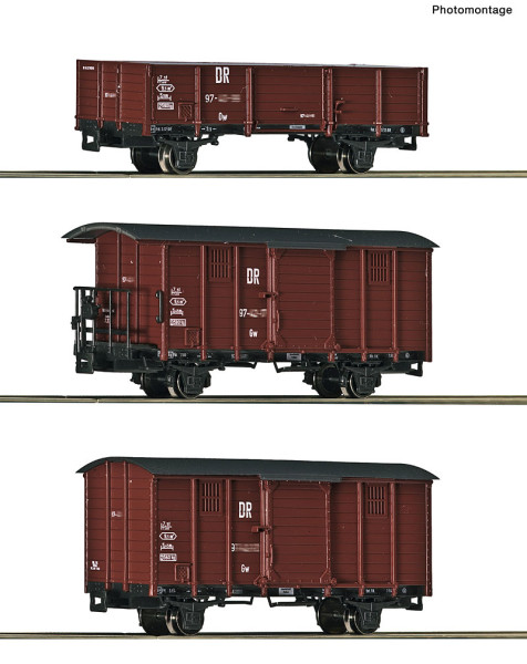 Roco 6640008 - DR 3er Set Güterwagen DR 34