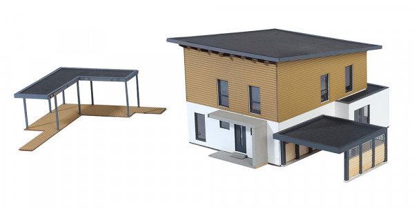 Kibri 38337 - Kubushaus Saskia mit Carport - Polyplate Bausatz