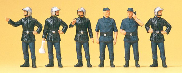 Preiser 10232 - Feuerwehrmänner. Frankreich. Moderner Helm. Wiederauflage 6 teilig