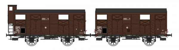 REE WB-698 - SNCF Set 2-teilig gedeckte Güterwagen 20T braun Ep.3a