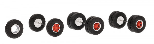 Herpa 87MBS026369 - Zubehör MBS Radsätze Scania Vabis TRILEX (silberne Felge/rote Nabe)