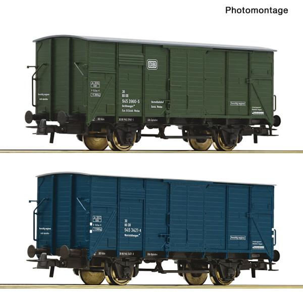 Roco 6600490 - DB 2er Set gedeckte Güterwagen G10 DB E4