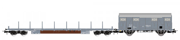 Rivarossi HR6715 - FS, 2-tlg. Bauzug-Set, enthält je einen Wagen der Bauart VRgs und VGhs, graue Far