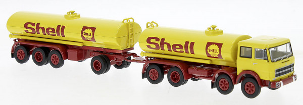 Brekina 58553 - Fiat 691 Millepiedi Tankzug gelb, rot, 1970, Shell,
