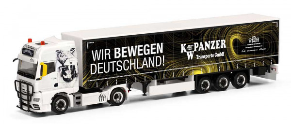 Herpa 318402 - MAN TGX GX Gardinenplanen-Sattelzug "K.W. Panzer / Wir bewegen Deutschland"