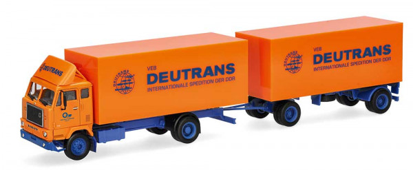 Herpa 322492 - Volvo F88 Koffer-Hängerzug "Deutrans"