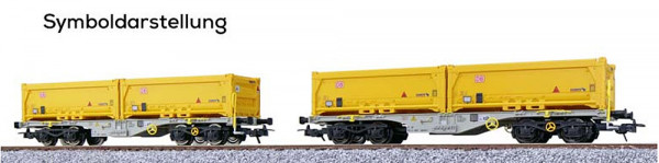 ESU 36601 - DB AG Set 2-teilig Containertragwagen Sgmmn Ep.6, mit Abraum-Mulden - Set 2