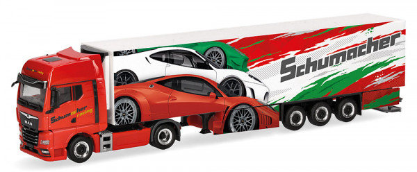 Herpa 316767 - MAN TGX GX Kühlkoffer-Sattelzug "Schumacher"