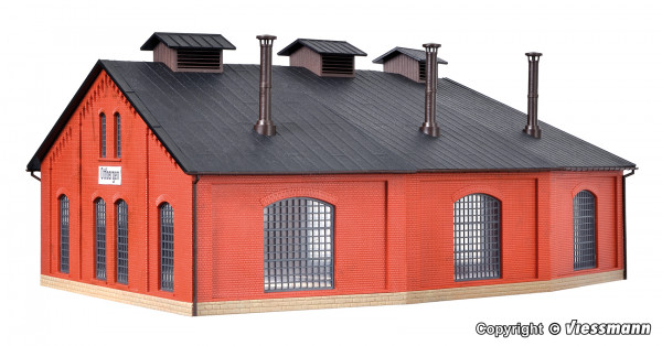 Kibri 39452 - Ringlokschuppen ´Ottbergen´ 3-ständig 24x39x13,5 cm Winkel der Lockstände 15° Stecksy